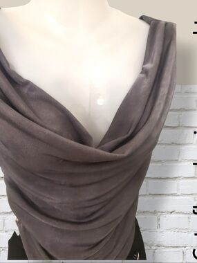 H&M Draped Cowl Neck Sleeveless Top in Taupe
